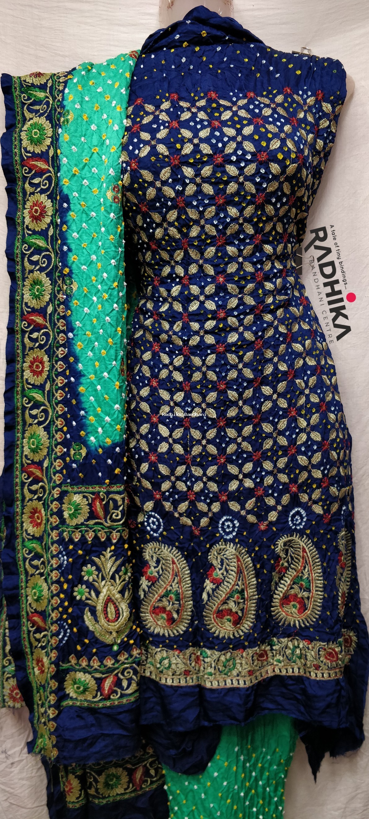 Printed Pure Cotton With Jacquard Panel Hand Bandhej Dress Material at Rs  550/piece in Surat
